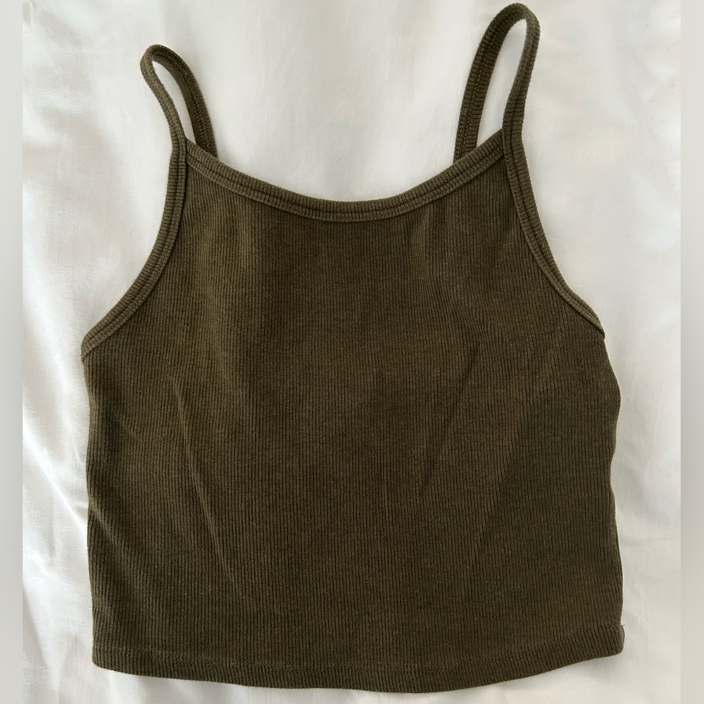 Garage army green cropped tank top size xs